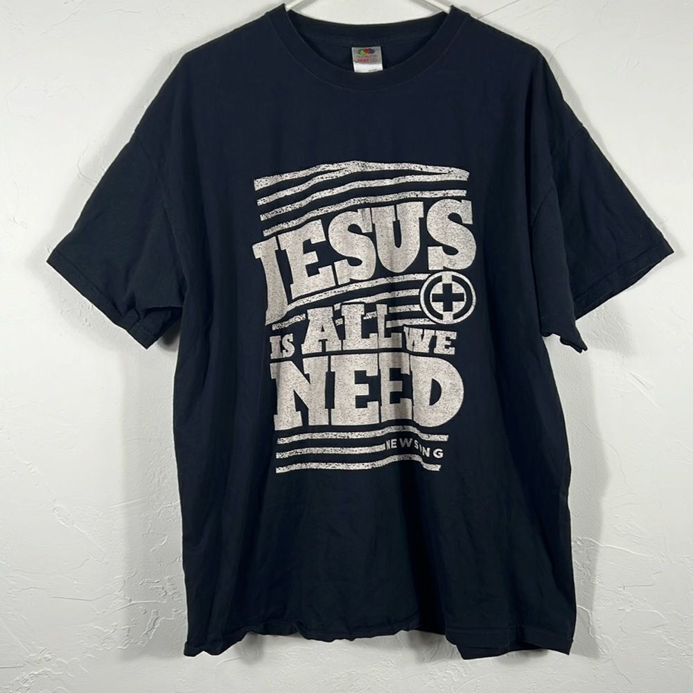 🔥🔥 Vintage JESUS IS ALL WE NEED Tee - RARE T-Shirt - Men Size 2XL - EUC